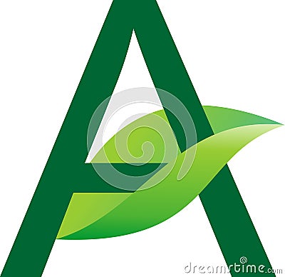 Alphabetic green color logo design for a herbal product company and for plant nursery business Stock Photo