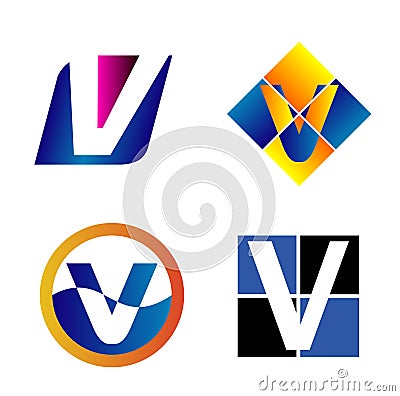 Alphabetical Logo Design Concepts. Letter V Vector Illustration