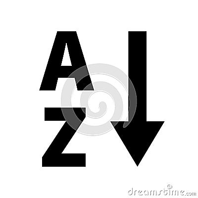 Alphabet sort icon. Arrow and letter vectors. Vector Illustration