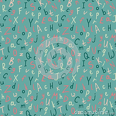 Alphabetical vector seamless pattern, abc black and white pattern Vector Illustration