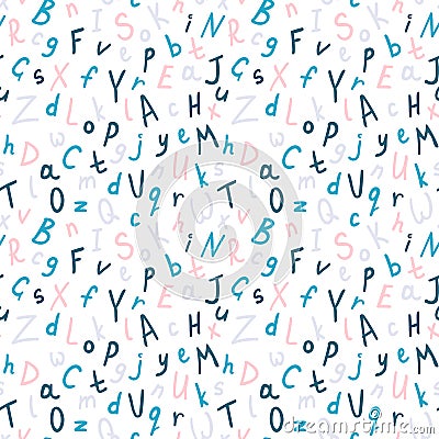 Alphabetical vector seamless pattern, abc colorful pattern for background Vector Illustration