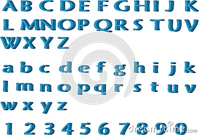 Alphabets All Capital Letters and Small Letter with Number 3 Dimensional Stock Photo