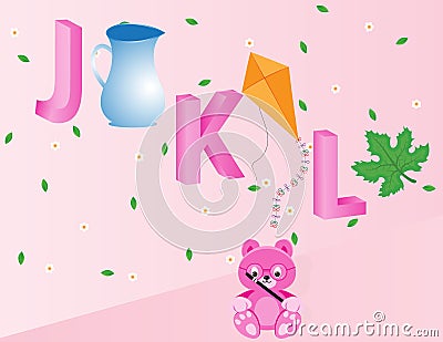 Alphabets for kids- JKL Vector Illustration