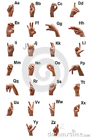 Alphbet ASL kid spelling hand american sign language Stock Photo