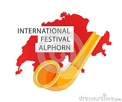 Alphorn with caption of invitation to Musical fest Vector Illustration