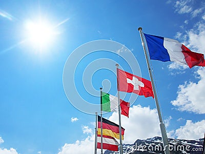 Alpine flags Stock Photo