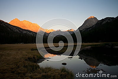 Alpine Glow in Evolution Valley on the John Muir Trail Stock Photo