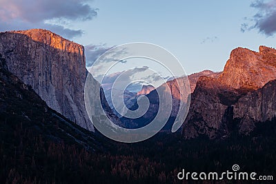 The Alpine Glow in Yosemite Valley Stock Photo