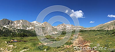 Alpine hiking trail in Colorado mountains Stock Photo