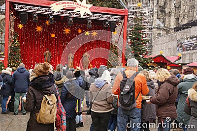 Alpine horn players at public concert Editorial Stock Photo