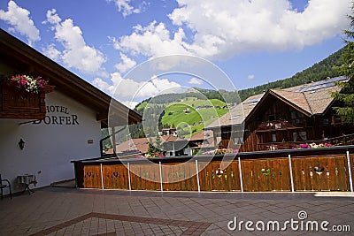 Alpine hotel in the Val Gardena Editorial Stock Photo