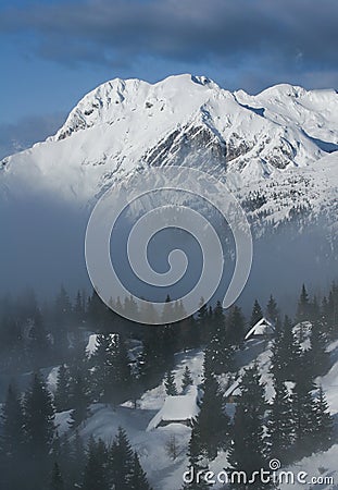 Alpine hut view Stock Photo