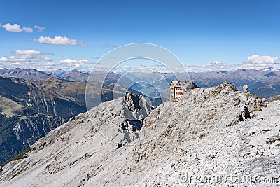 Alpine landscape with Julius Payer House Stock Photo