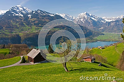 Alpine landscape in spring Stock Photo