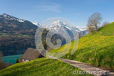 Alpine landscape in spring Stock Photo