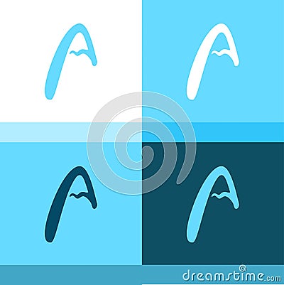 Alpine Mountain in the Form of a Letter A Vector Illustration