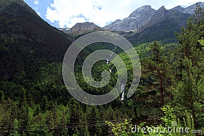 Alpine rill and mountaine forest in the National Park of Ordesa. Stock Photo