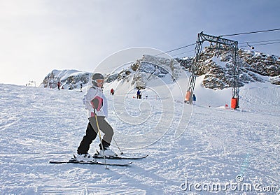 Alpine skier. Ski resort of Kaprun, Stock Photo