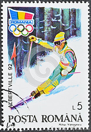 Alpine skiing, Winter Olympic Games 1992 - Albertville Editorial Stock Photo