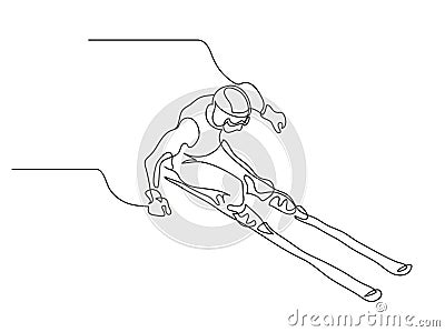 Alpine skiing. Winter sport. Extreme Vector Illustration