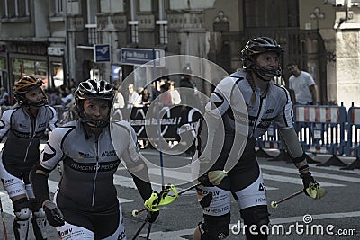 Alpine skiing world championship 2022 skater with the helmet sports Editorial Stock Photo