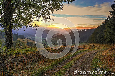 Alpine sunrise or sunset Stock Photo
