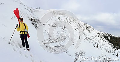 Alpine touring skier in winter mountain Editorial Stock Photo