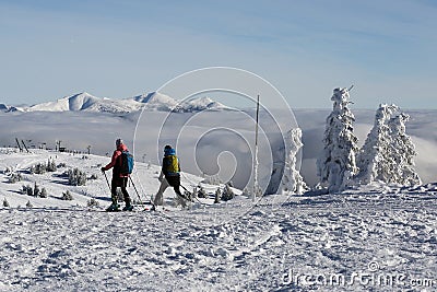 Alpine Touring Skiers in Martinske hole, Mala Fatra, Slovakia Editorial Stock Photo