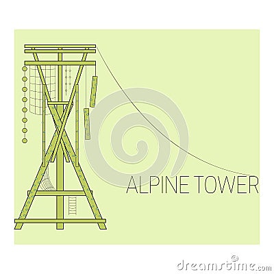 Alpine tower. Vector Illustration