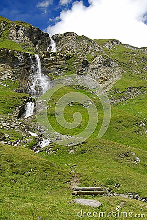 Alpine waterfall Stock Photo