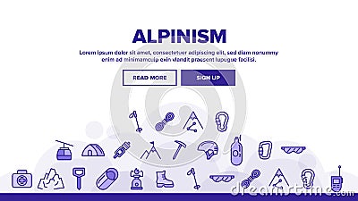 Alpinism And Mountaineering Equipment Vector Linear Icons Set Vector Illustration