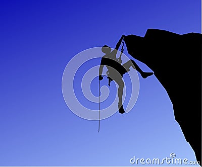 Alpinist climbs to the rock Stock Photo