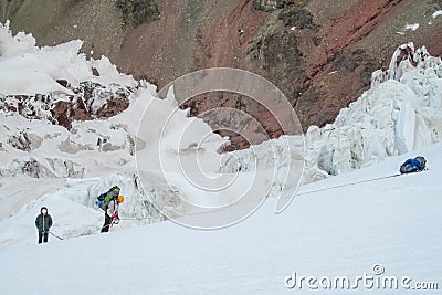 Alpinist on the glacier Editorial Stock Photo