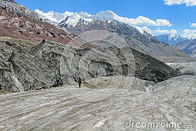 Alpinist on the glacier way Editorial Stock Photo