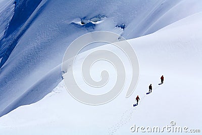 Alpinists on Mont Blanc du Tacul Stock Photo