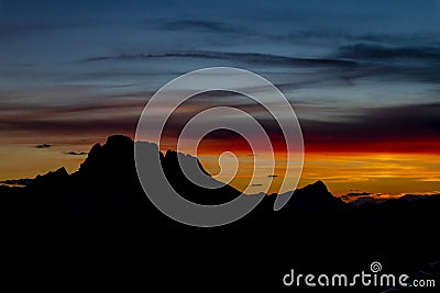 Alps Dolomites, Alpi Dolomiti sunset Stock Photo