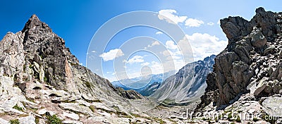 Alps, France (Fenetre d'Arpette) - Panorama Stock Photo