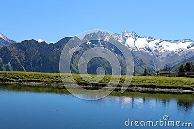 The Alps-Lake in the landscape at Latschenalm, Zillertal Arena, Austria Stock Photo