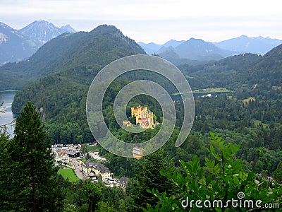Alps landscape with Hohenschwangau castle Stock Photo