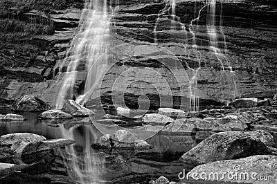Alps waterfall 2 Black White Stock Photo
