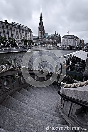 Alster and town / city hall of Hamburg, Germany Stock Photo