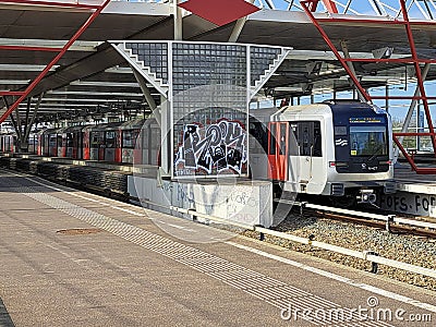 Alstom Metropolis metro Car type M5 of the GVB in Amsterdam Editorial Stock Photo