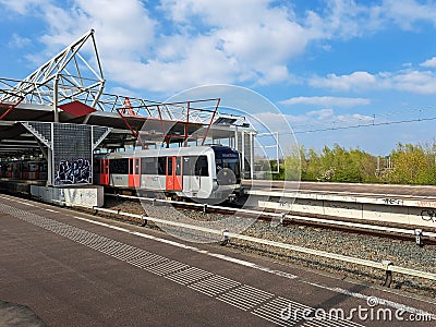 Alstom Metropolis metro Car type M5 of the GVB in Amsterdam Editorial Stock Photo