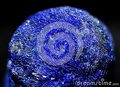 Blue spherical crystals of the mineral azurite Stock Photo