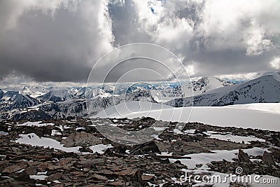 Altai mountain rocks glacier snow Stock Photo