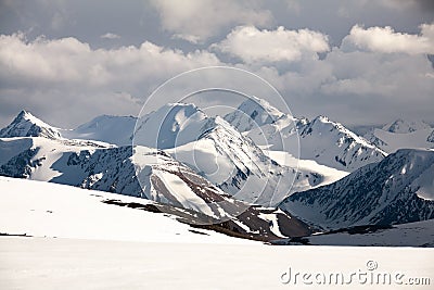 Altai mountain rocks glacier snow Stock Photo