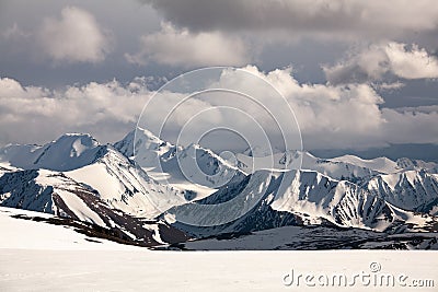 Altai mountain rocks glacier snow Stock Photo