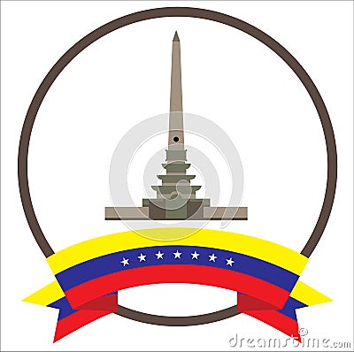 Altamira`s Obelisk city iconic symbol in Caracas with seven stars Venezuela`s flag Stock Photo