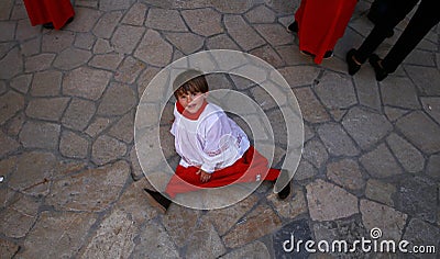 Altar boy during holy week celebrations in the island of mallorca Editorial Stock Photo