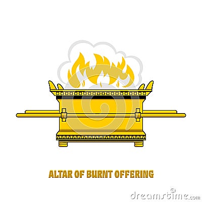 The altar of burnt offering in the tabernacle and temple of Solomon. A ritual object in the rites of the Jewish religion Vector Illustration